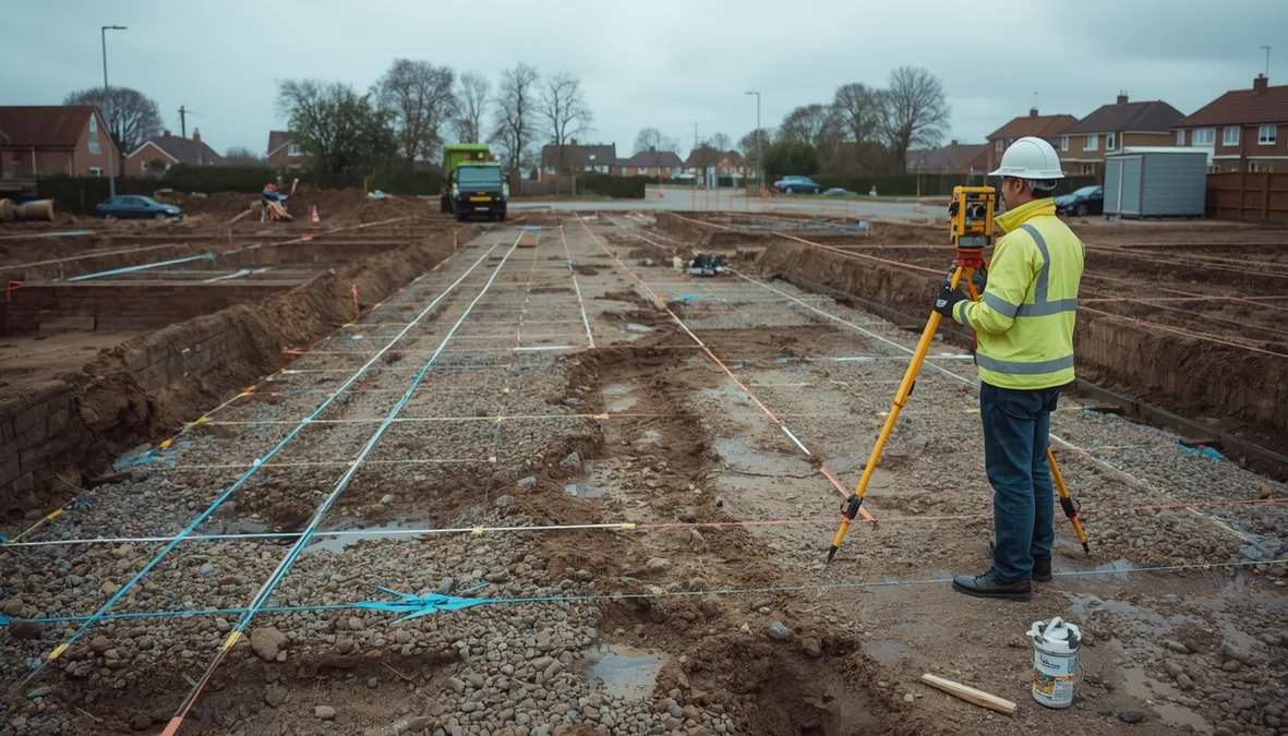 105 Surveys setting out on construction site in the North West